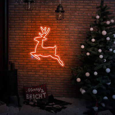 Reindeer Neon Sign Christmas LED Light For Xmas Holidays