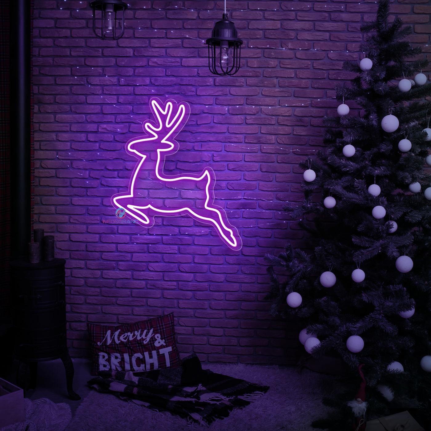 Reindeer Neon Sign Christmas LED Light For Xmas Holidays