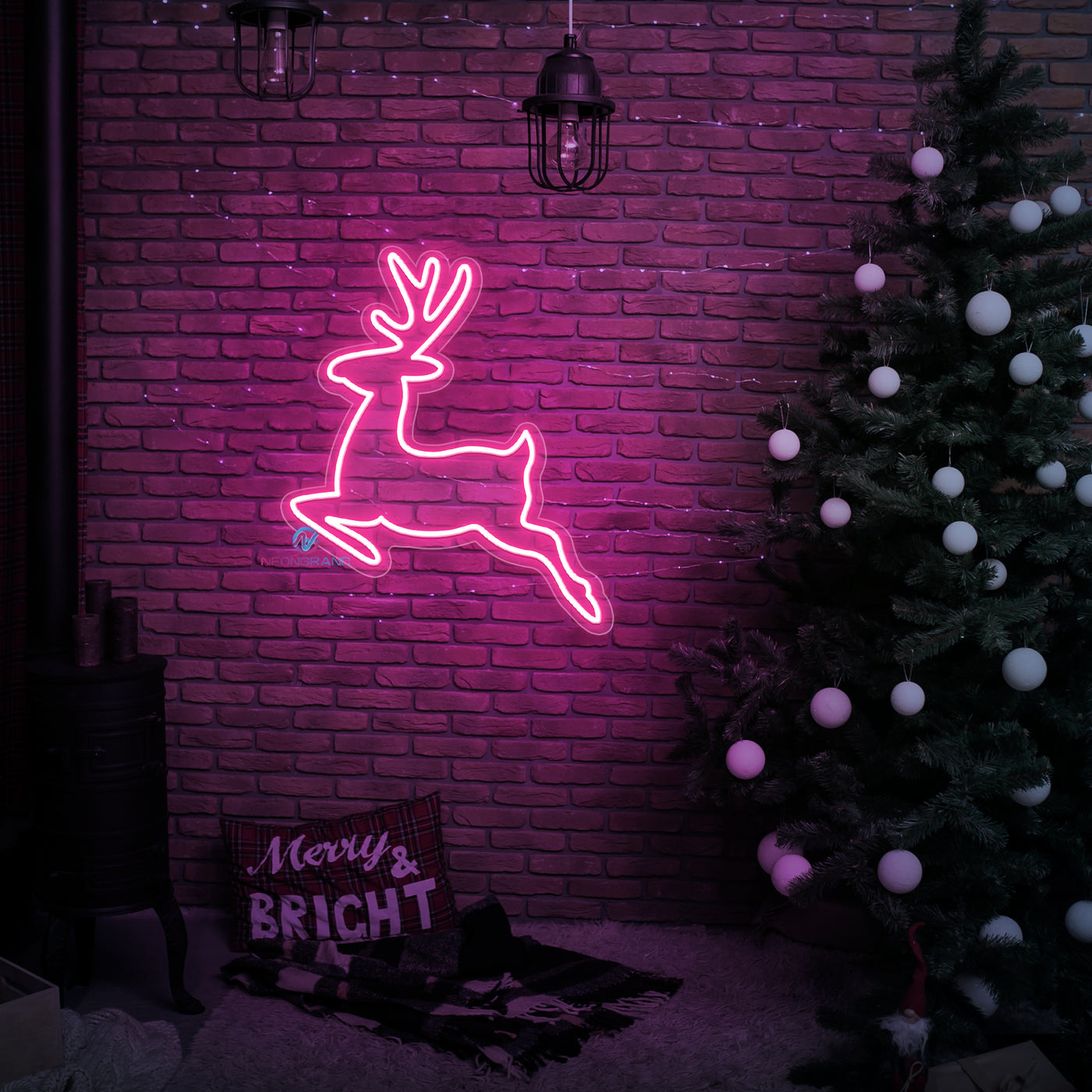 Reindeer Neon Sign Christmas LED Light For Xmas Holidays