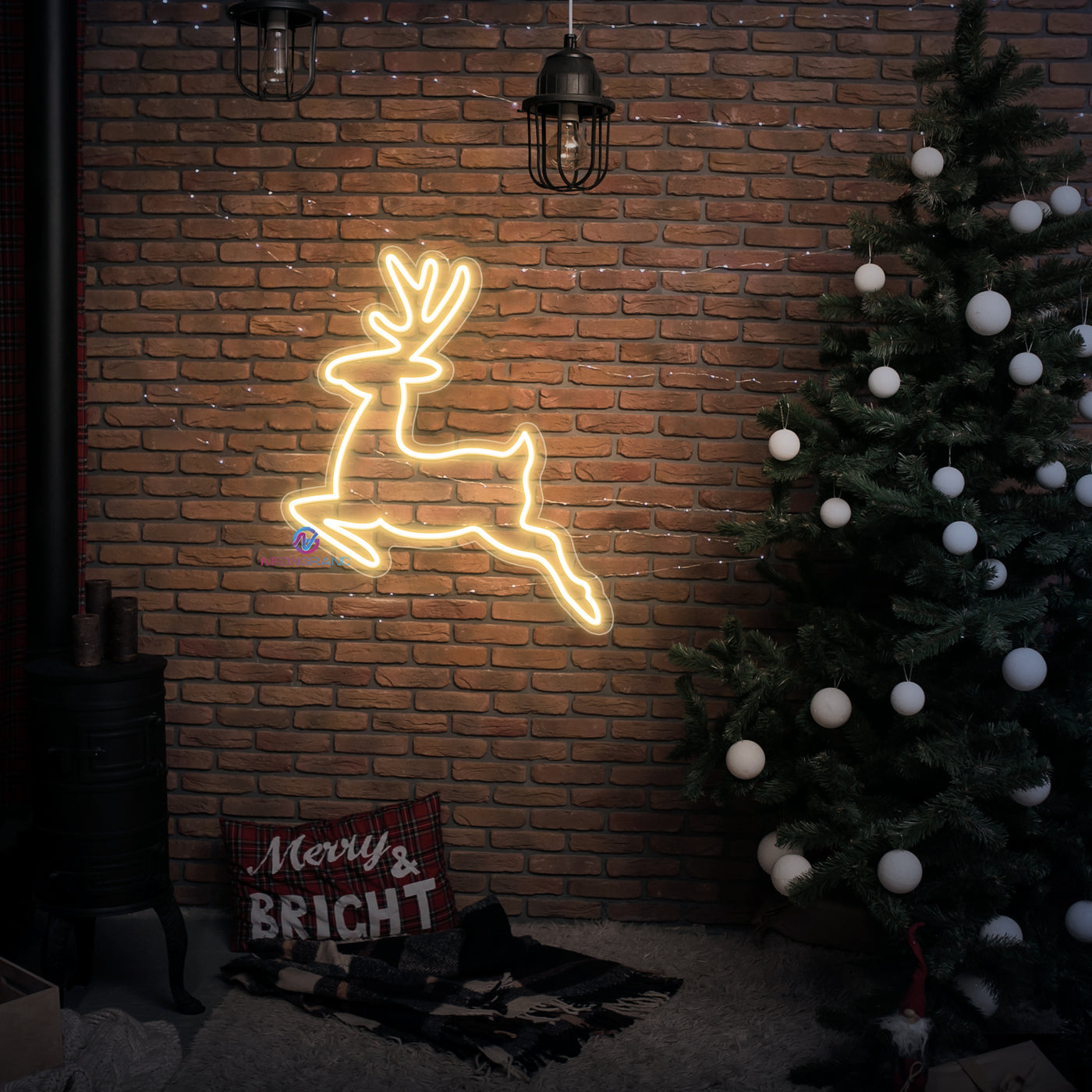 Reindeer Neon Sign Christmas LED Light For Xmas Holidays