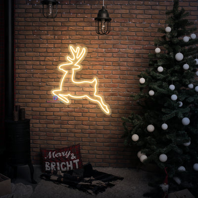 Reindeer Neon Sign Christmas LED Light For Xmas Holidays