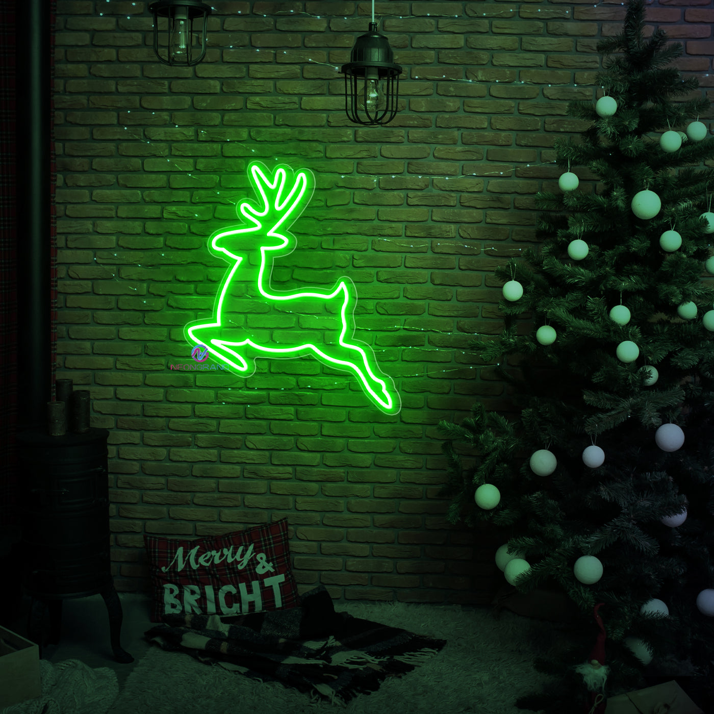 Reindeer Neon Sign Christmas LED Light For Xmas Holidays