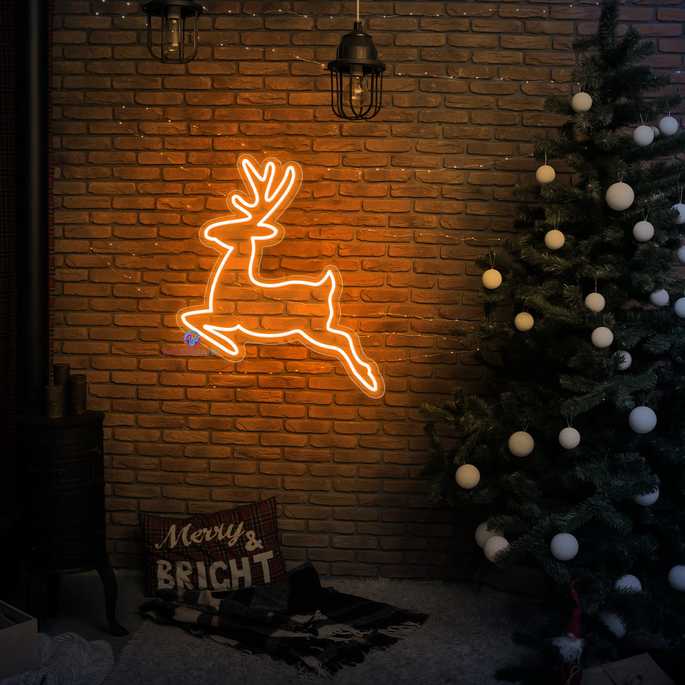 Reindeer Neon Sign Christmas LED Light For Xmas Holidays