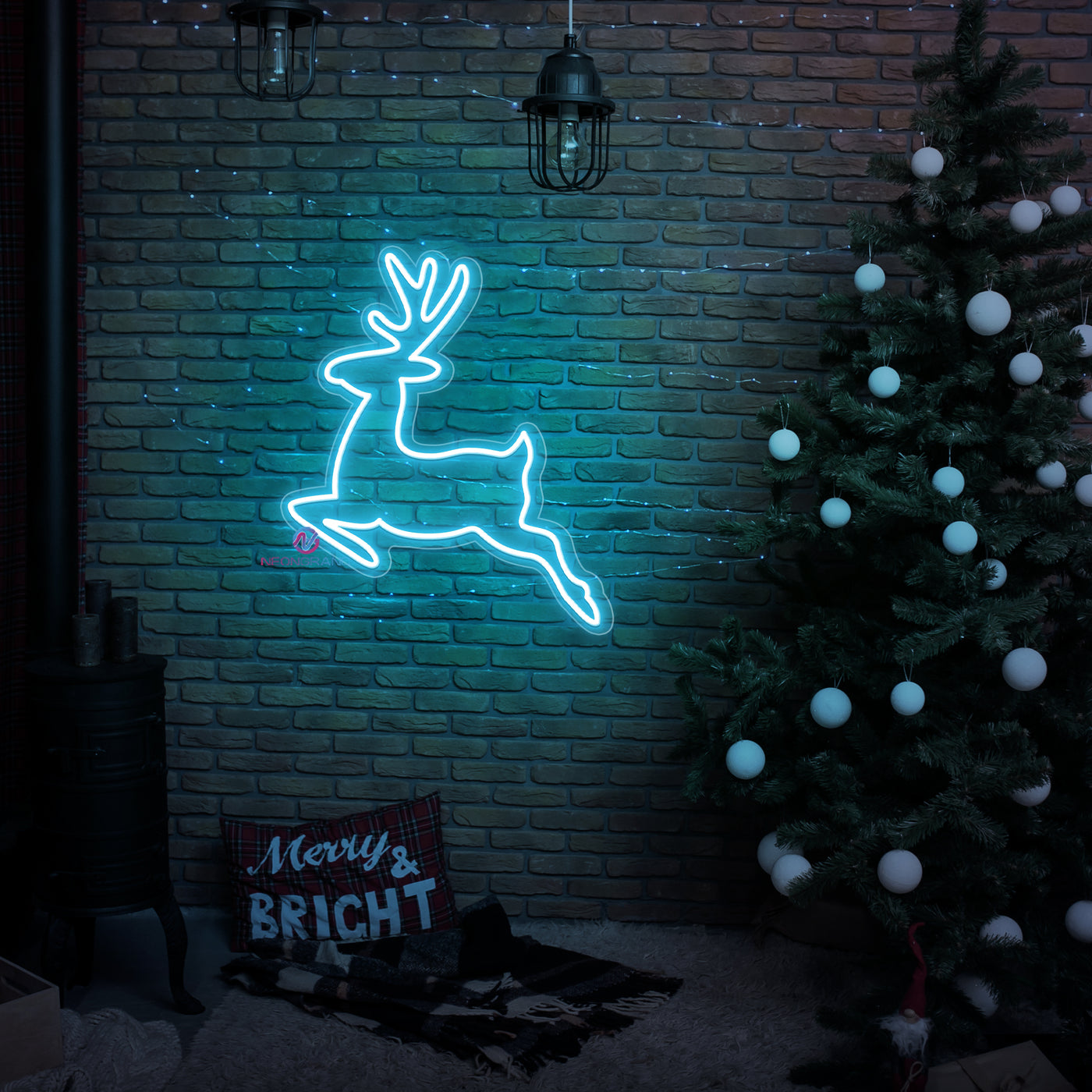 Reindeer Neon Sign Christmas LED Light For Xmas Holidays