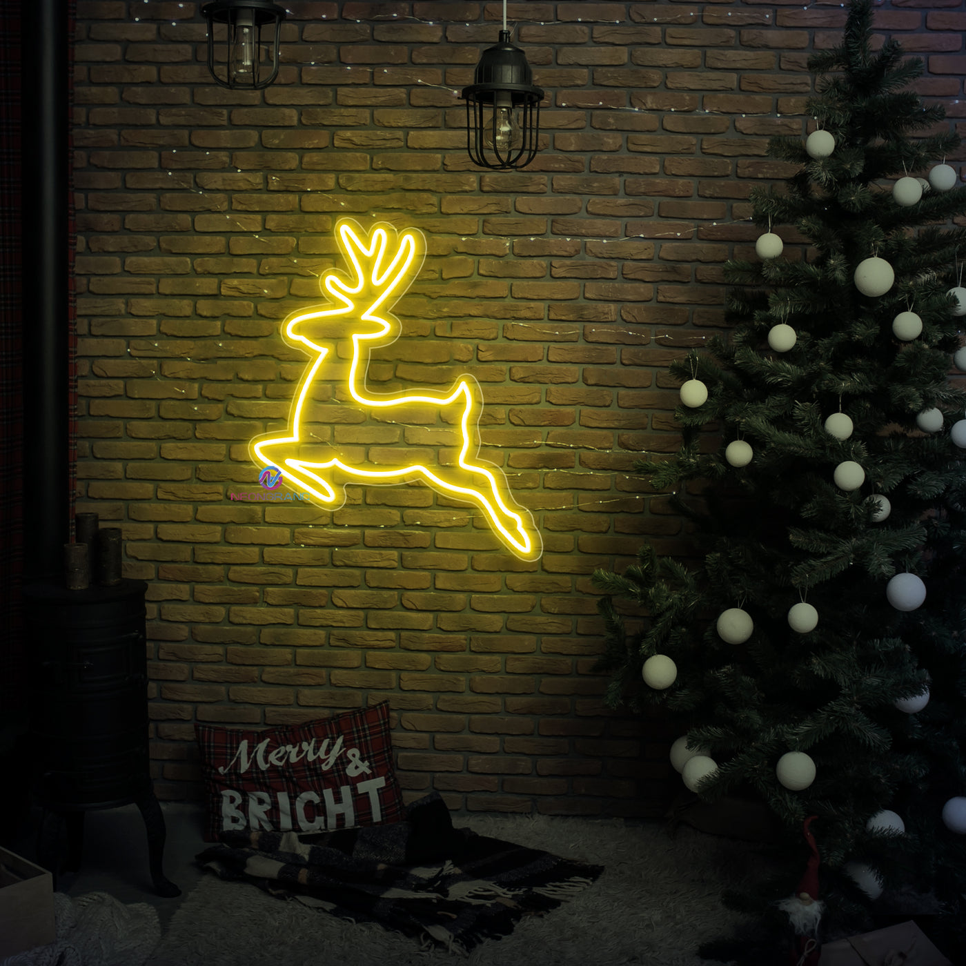 Reindeer Neon Sign Christmas LED Light For Xmas Holidays