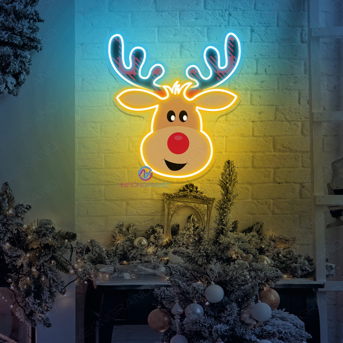 Reindeer Neon Sign Christmas UV Printed Led Light