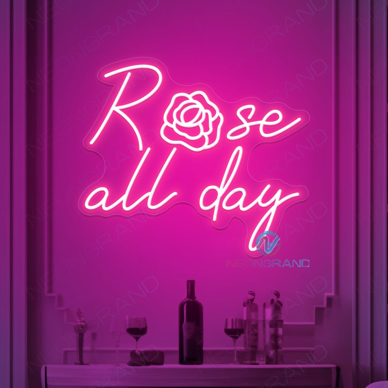 Rose All Day Neon Sign LED Word Lights Inspirational