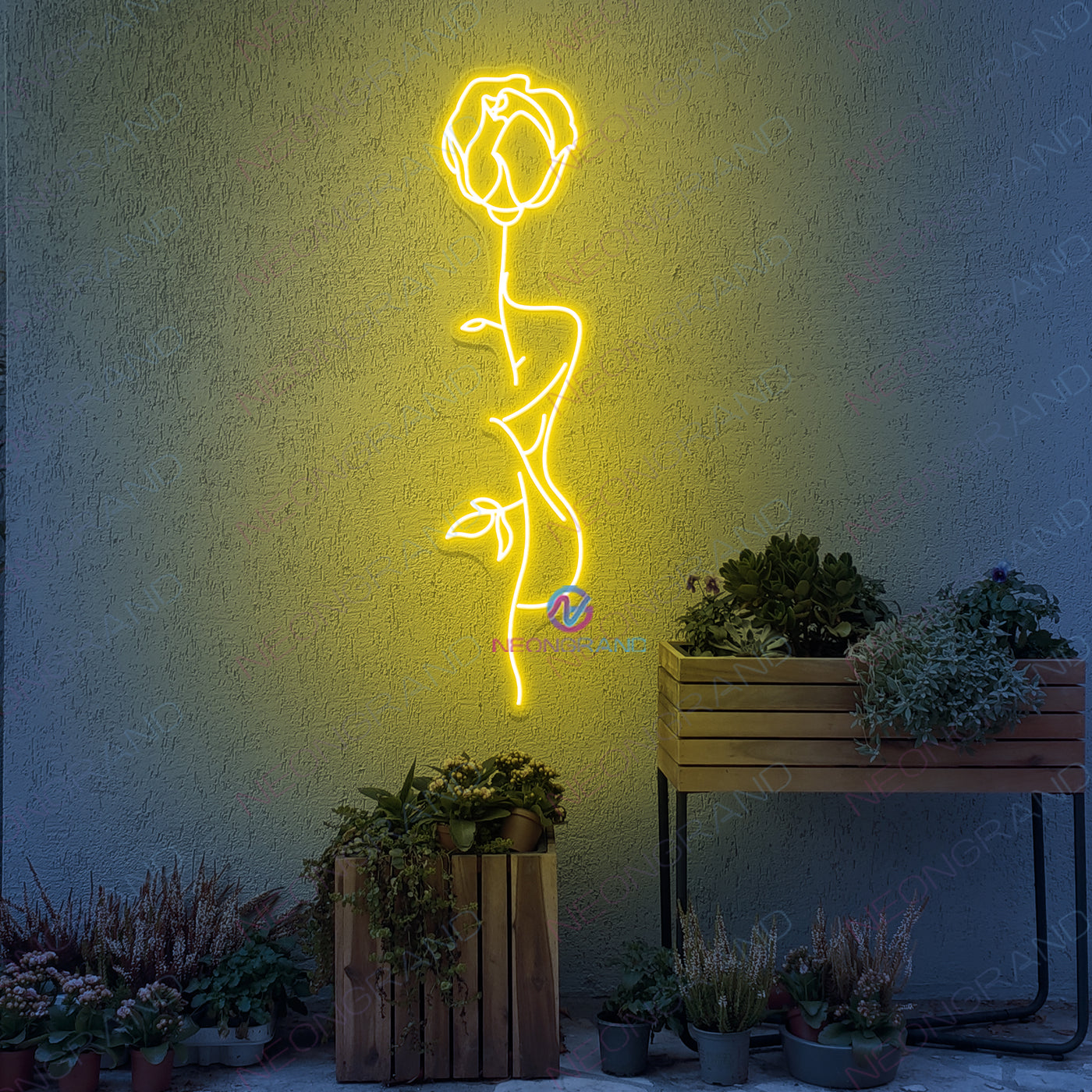 Rose Neon Light Sexy Flower Led Sign YELLOW