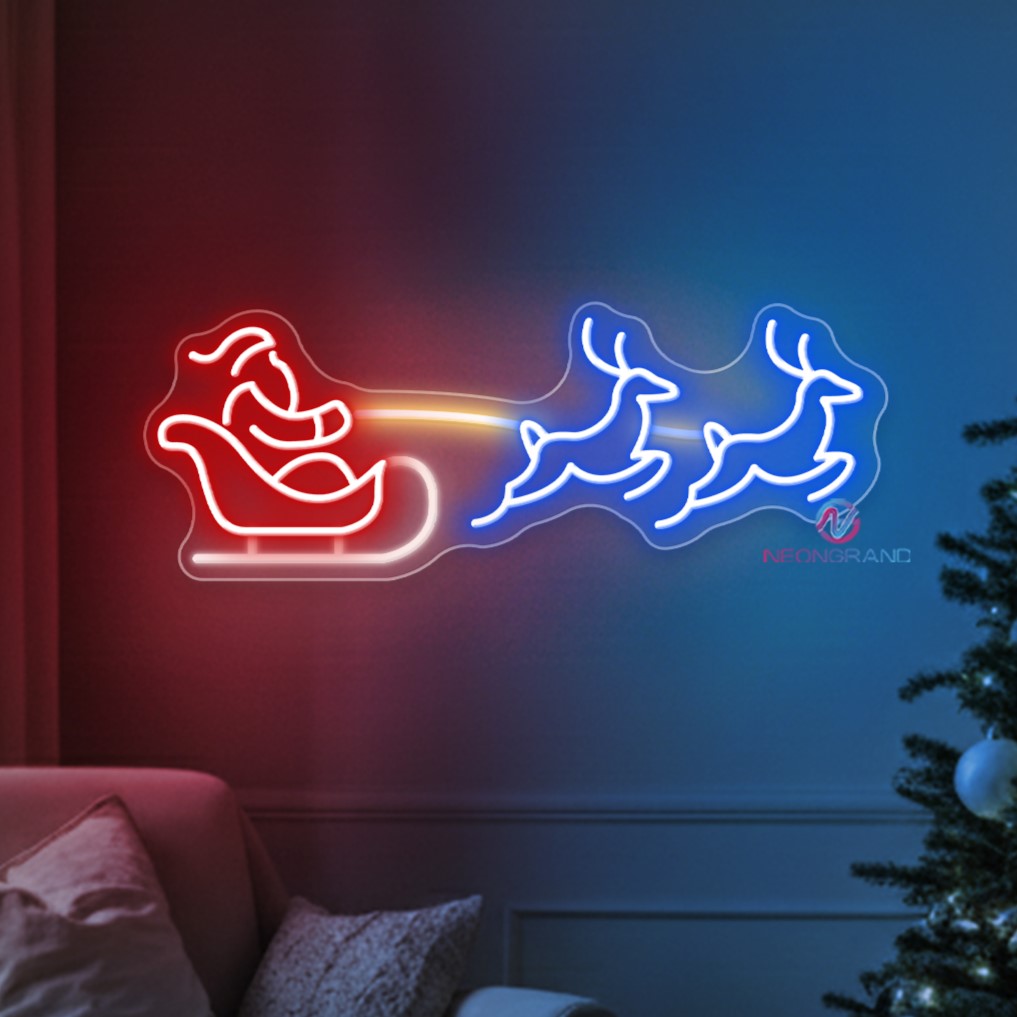 Santa Neon Sign Reindeer Sleigh LED Light For Christmas
