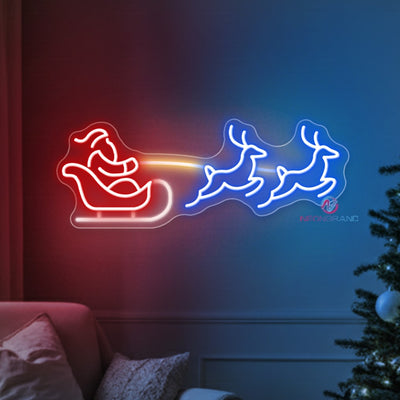 Santa Neon Sign Reindeer Sleigh LED Light For Christmas