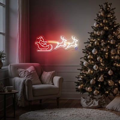 Santa Neon Sign Reindeer Sleigh LED Light For Christmas