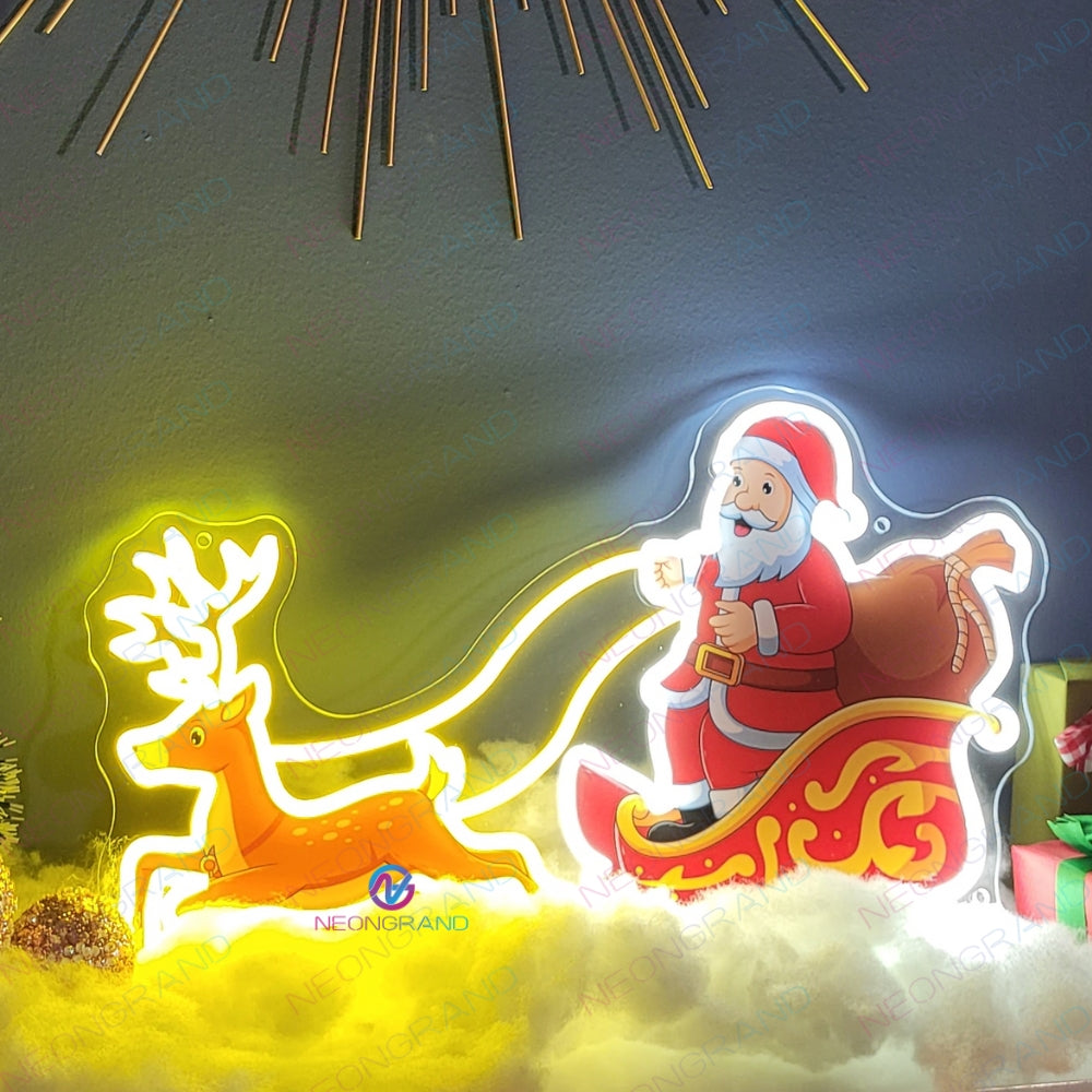 Santa Neon Sign Sleigh Led Light