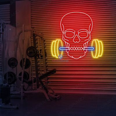 Skull Barbell Neon Sign Led Light