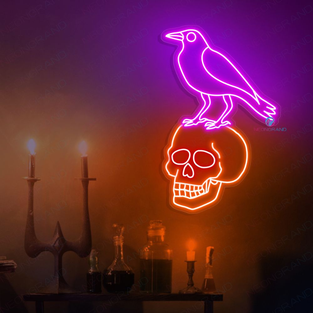 Skull And Raven Neon Sign Halloween Led Light