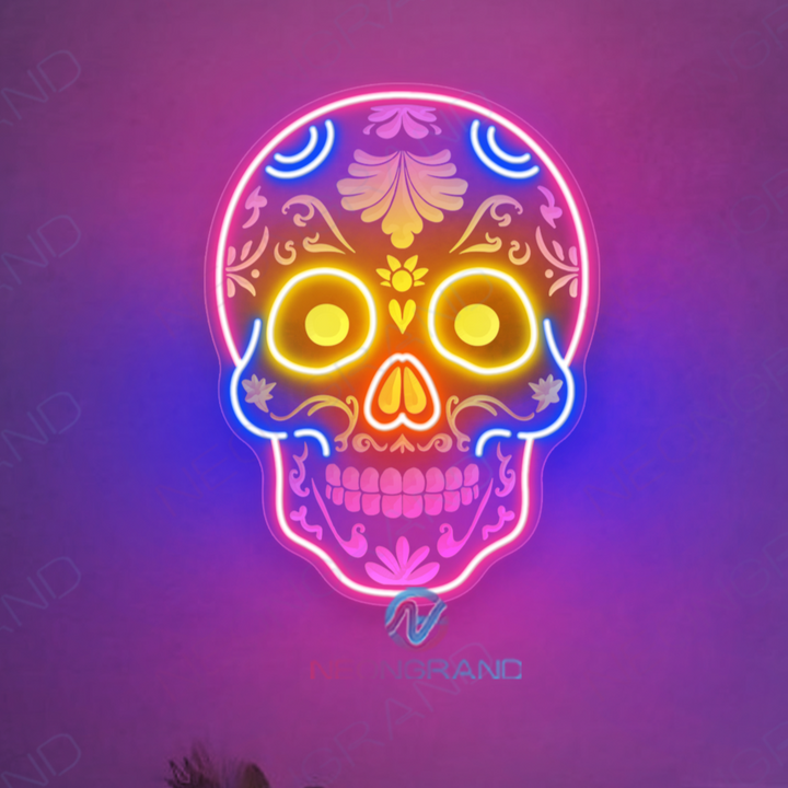 Skull Neon Sign Mexican Skeleton LED Light - NeonGrand