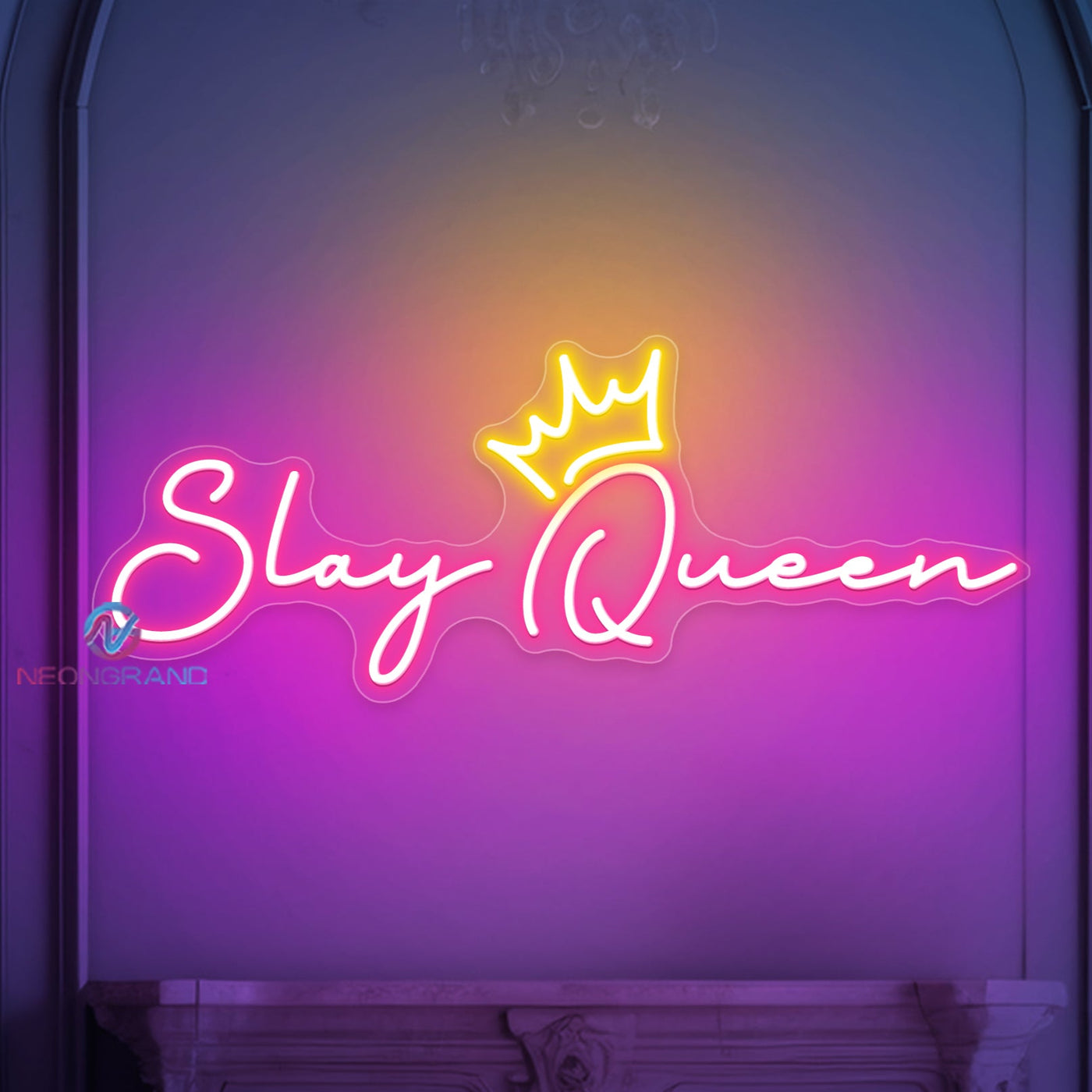 Slay Queen Neon Sign Crown Inspirational Large LED Light