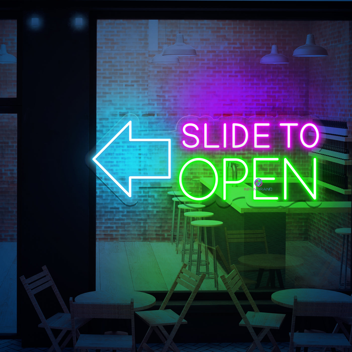 Neon Open Sign Slide To Open Storefront Led Light