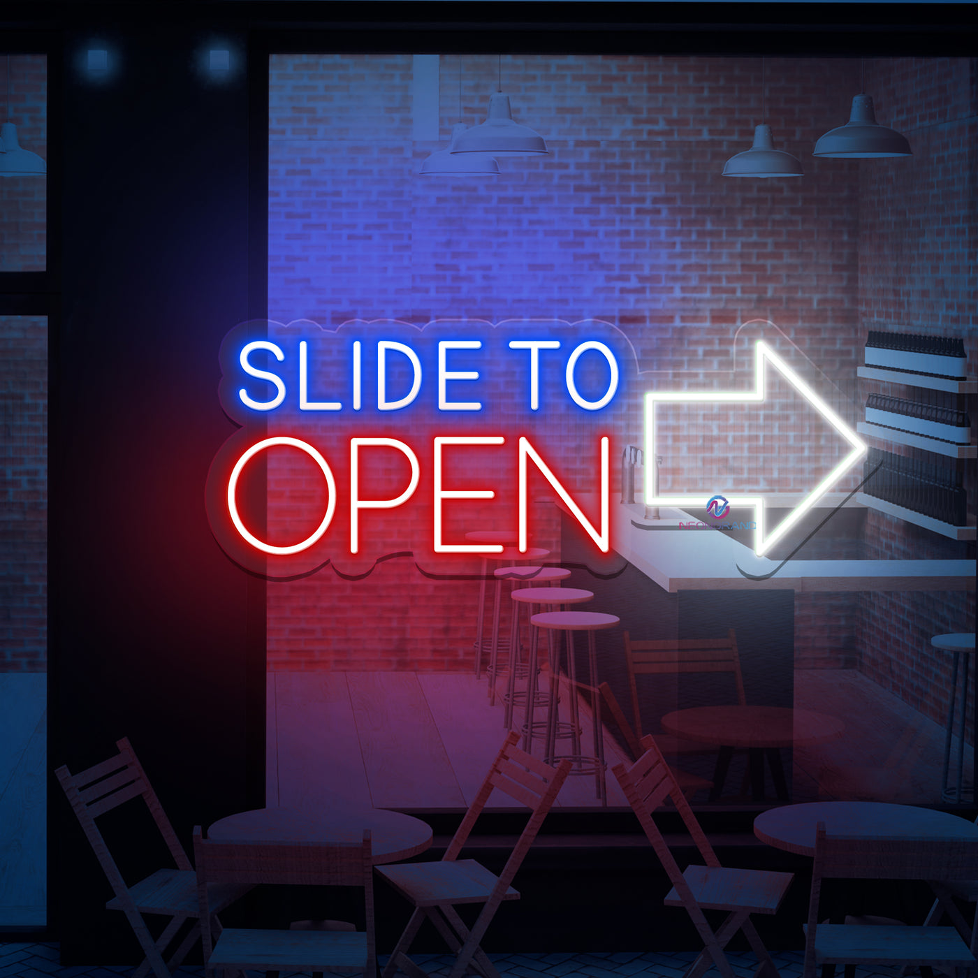 Neon Open Sign Slide To Open Storefront Led Light