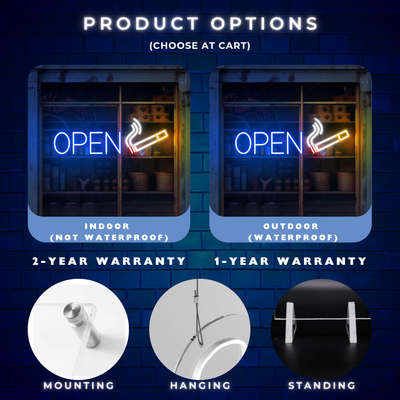 Smoke Shop Open Neon Sign Storefront LED Light