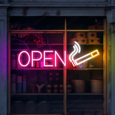 Smoke Shop Open Neon Sign Storefront LED Light