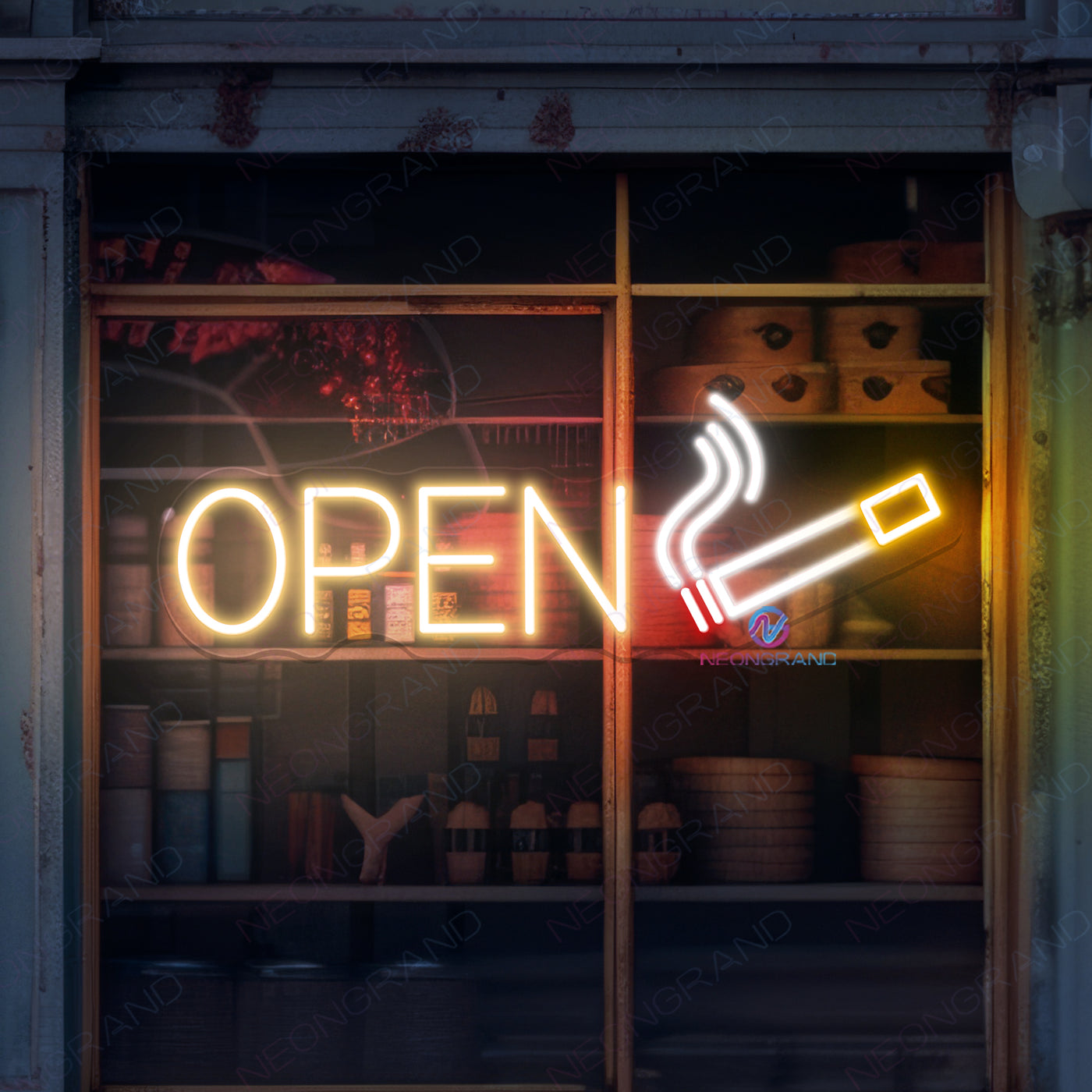 Smoke Shop Open Neon Sign Storefront LED Light