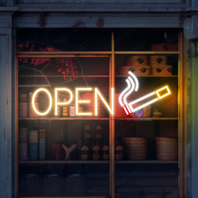 Smoke Shop Open Neon Sign Storefront LED Light