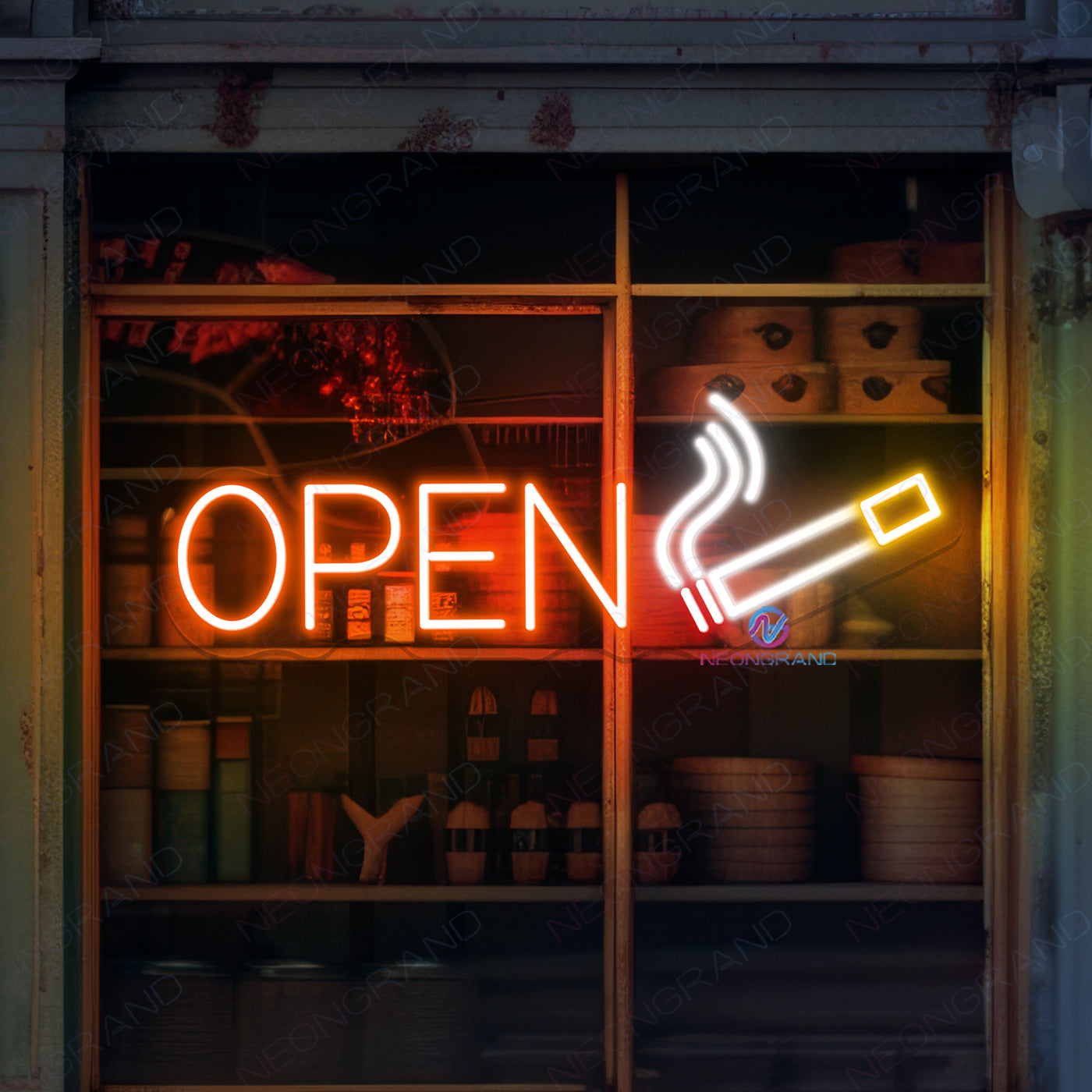 Smoke Shop Open Neon Sign Storefront LED Light