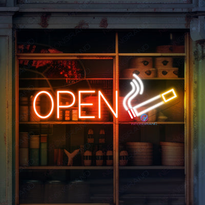 Smoke Shop Open Neon Sign Storefront LED Light
