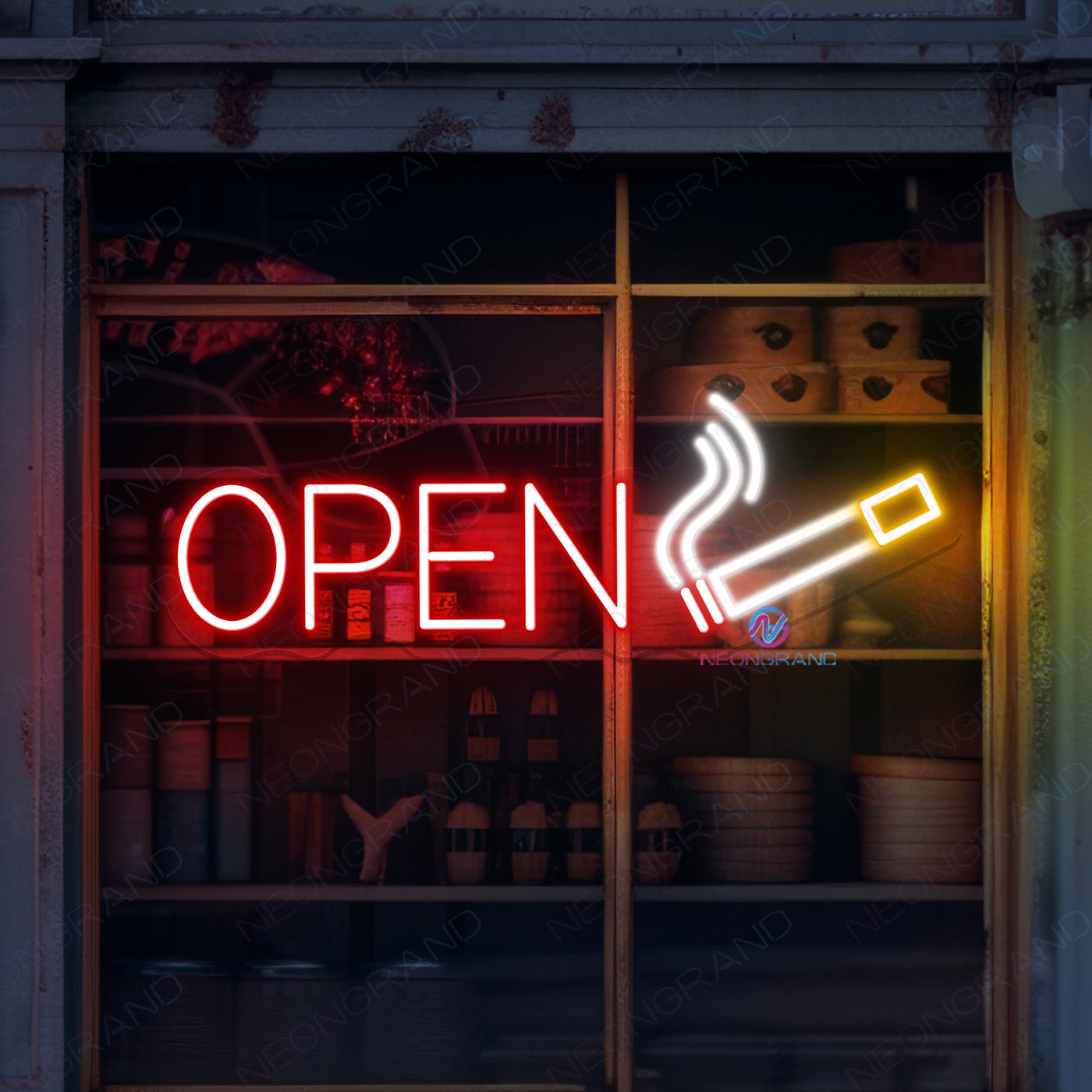 Smoke Shop Open Neon Sign Storefront LED Light