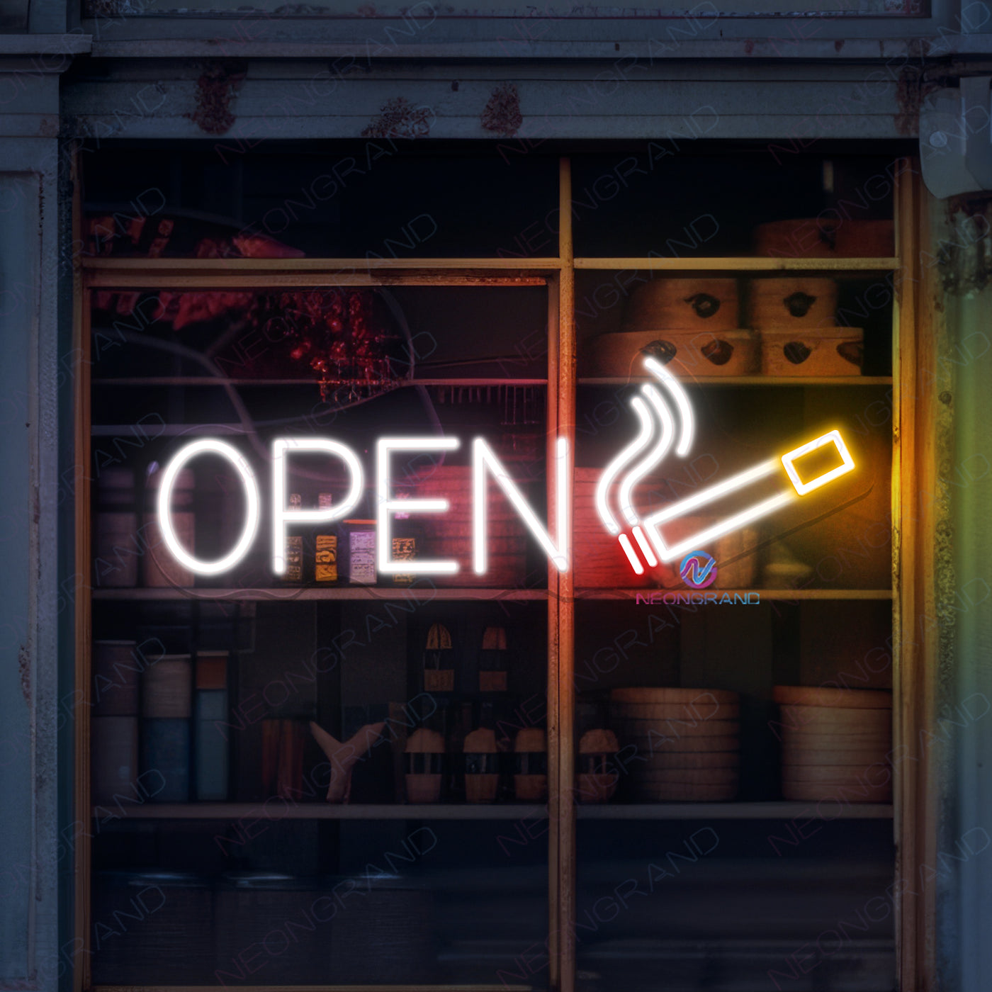 Smoke Shop Open Neon Sign Storefront LED Light
