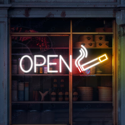 Smoke Shop Open Neon Sign Storefront LED Light