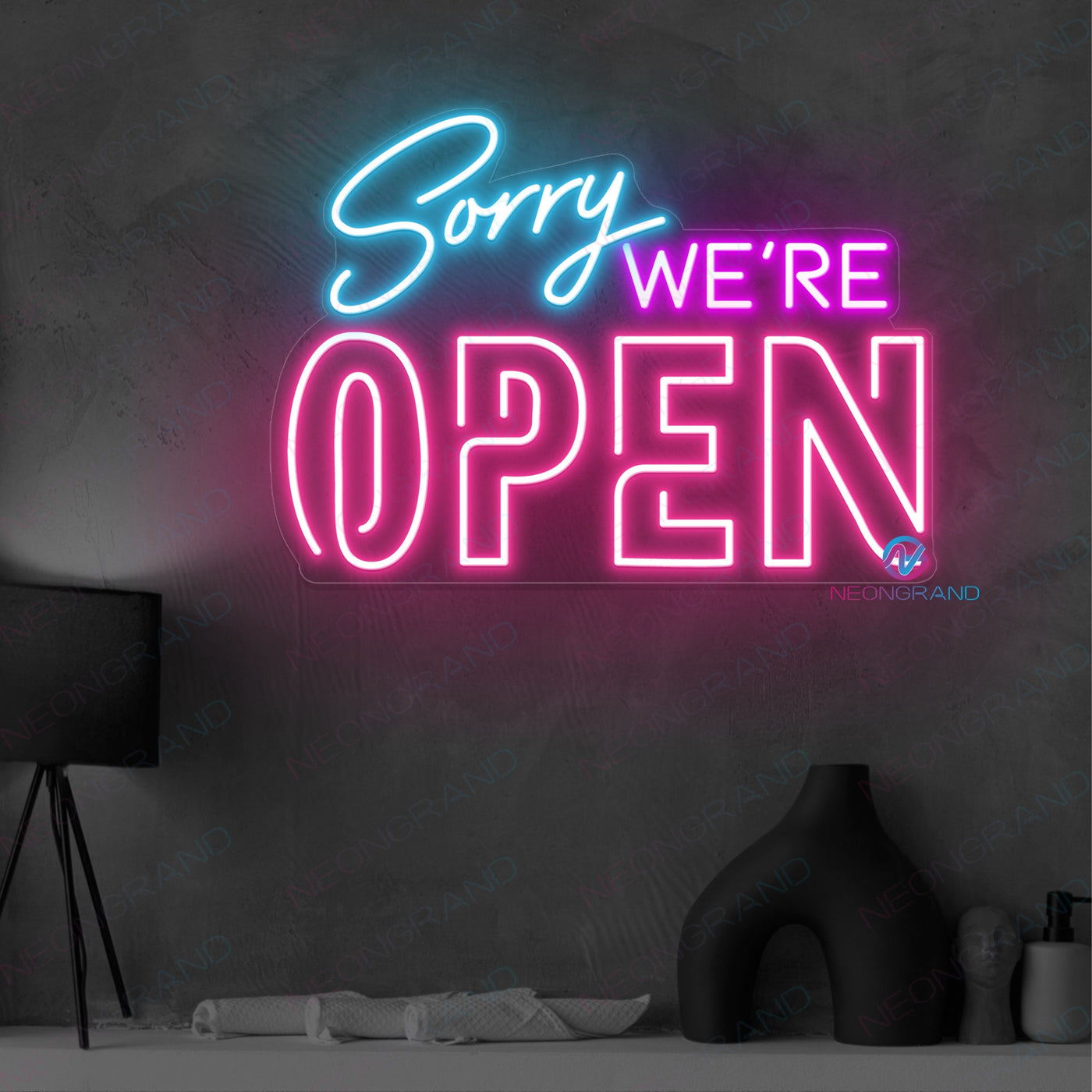 Sorry We're Open Neon Sign Business Led Light