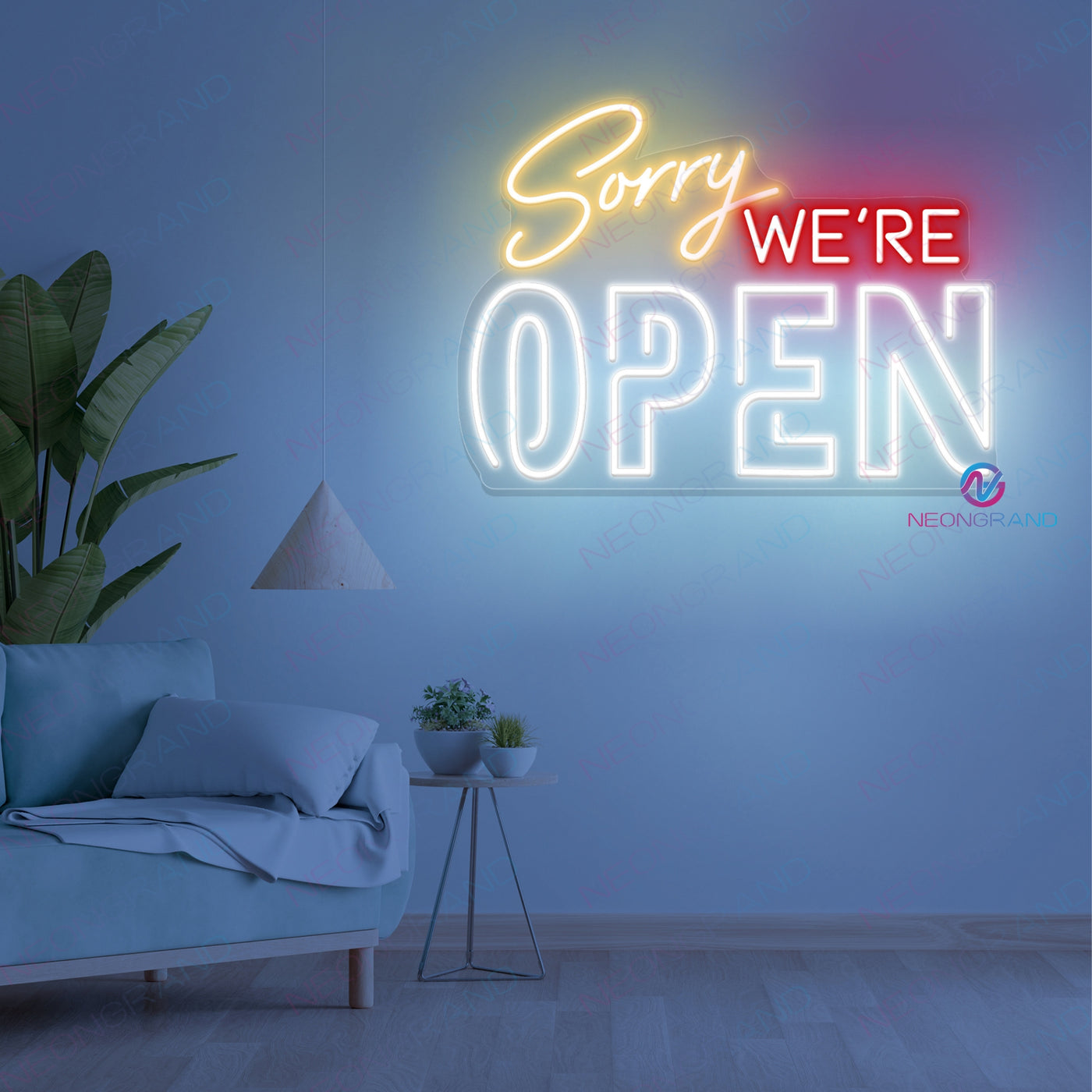 Sorry We're Open Neon Sign Business Led Light
