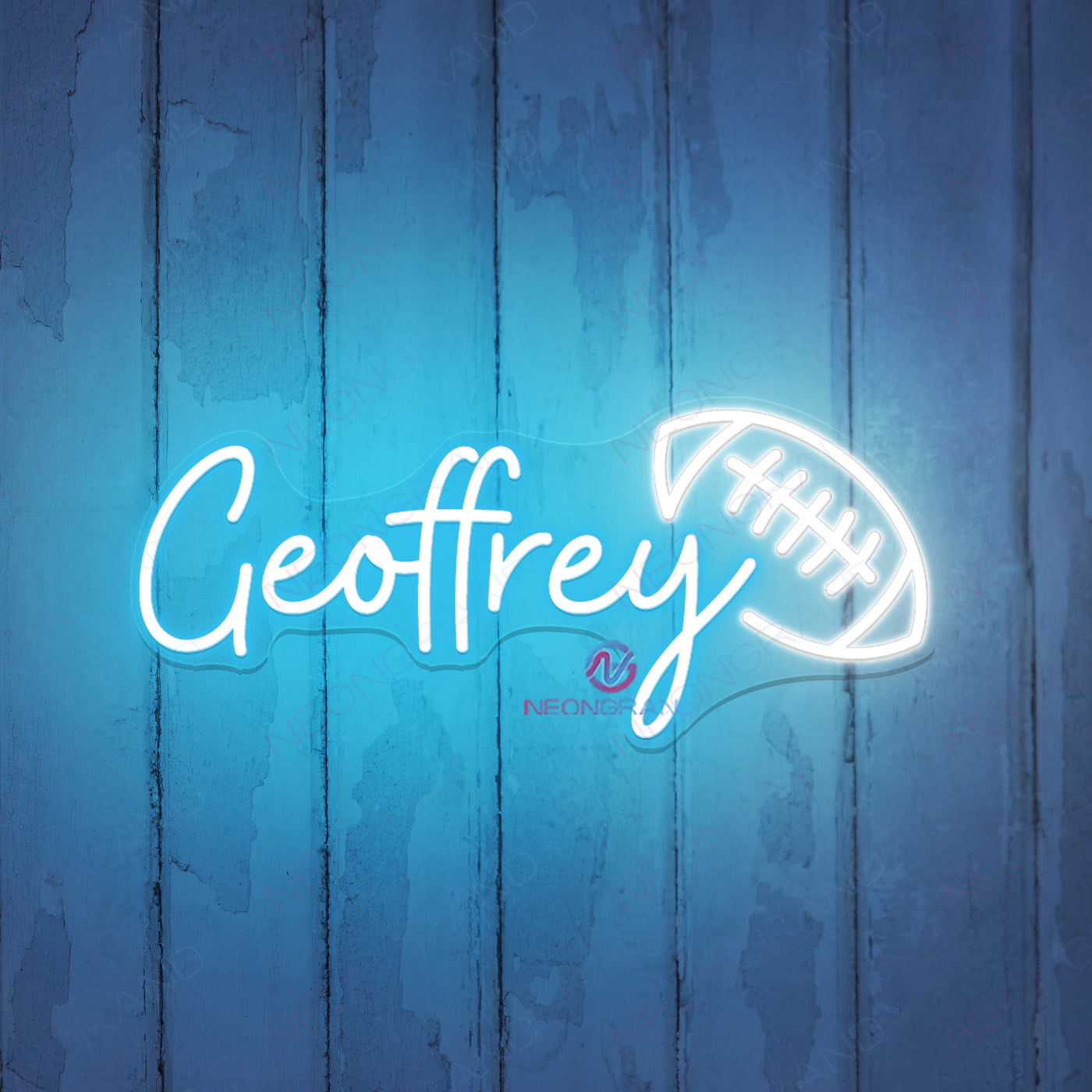 Personalized Neon Signs And A Football For Football Player