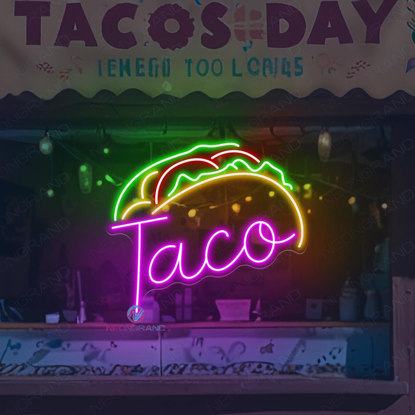 Taco Neon Sign Restaurant Kitchen Led Light