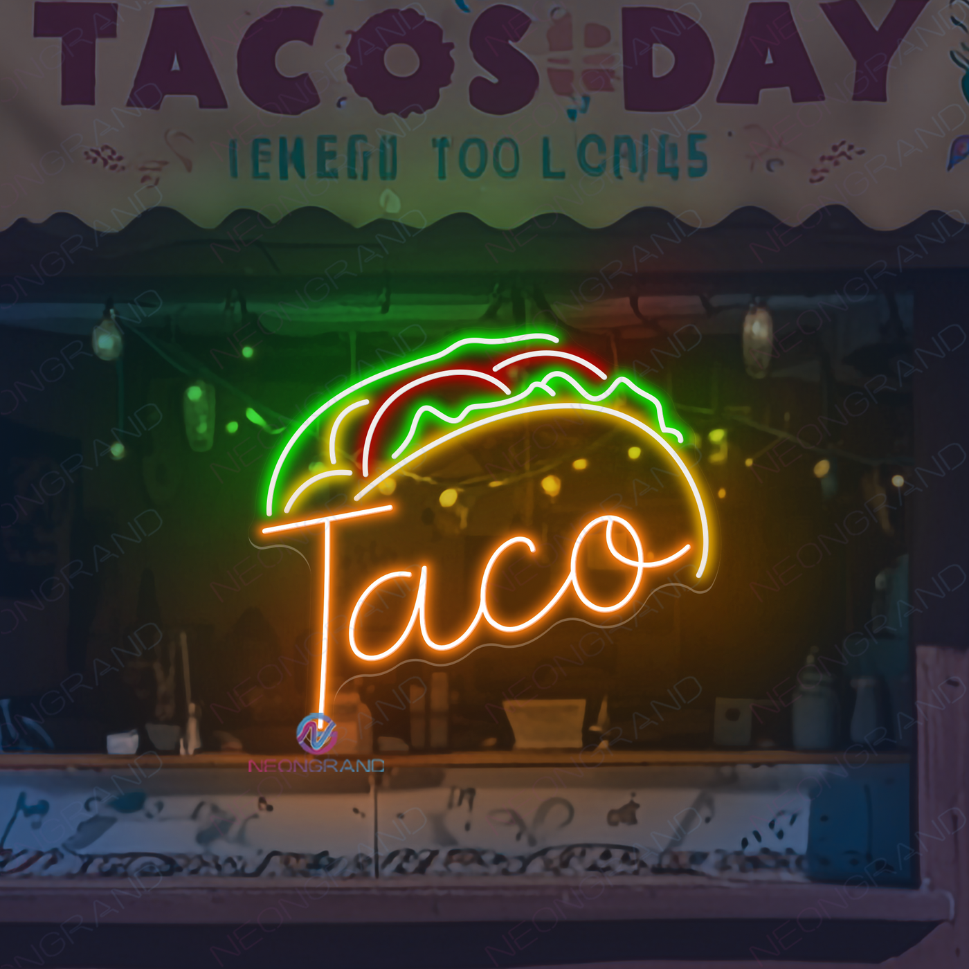 Taco Neon Sign Restaurant Kitchen Led Light