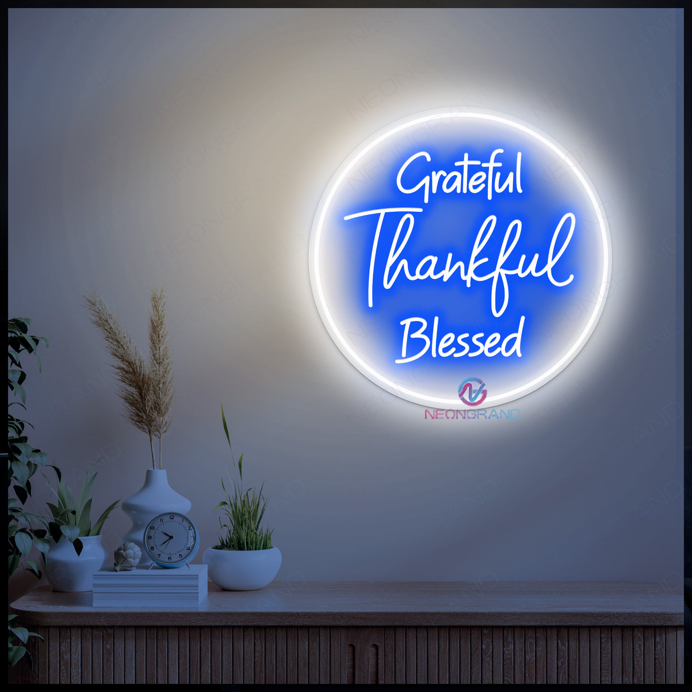 Grateful Thankful Blessed Neon Sign Led Light