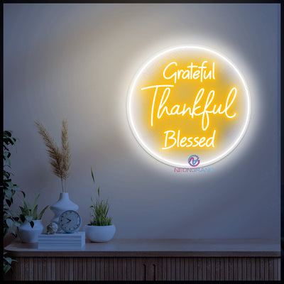 Grateful Thankful Blessed Neon Sign Led Light