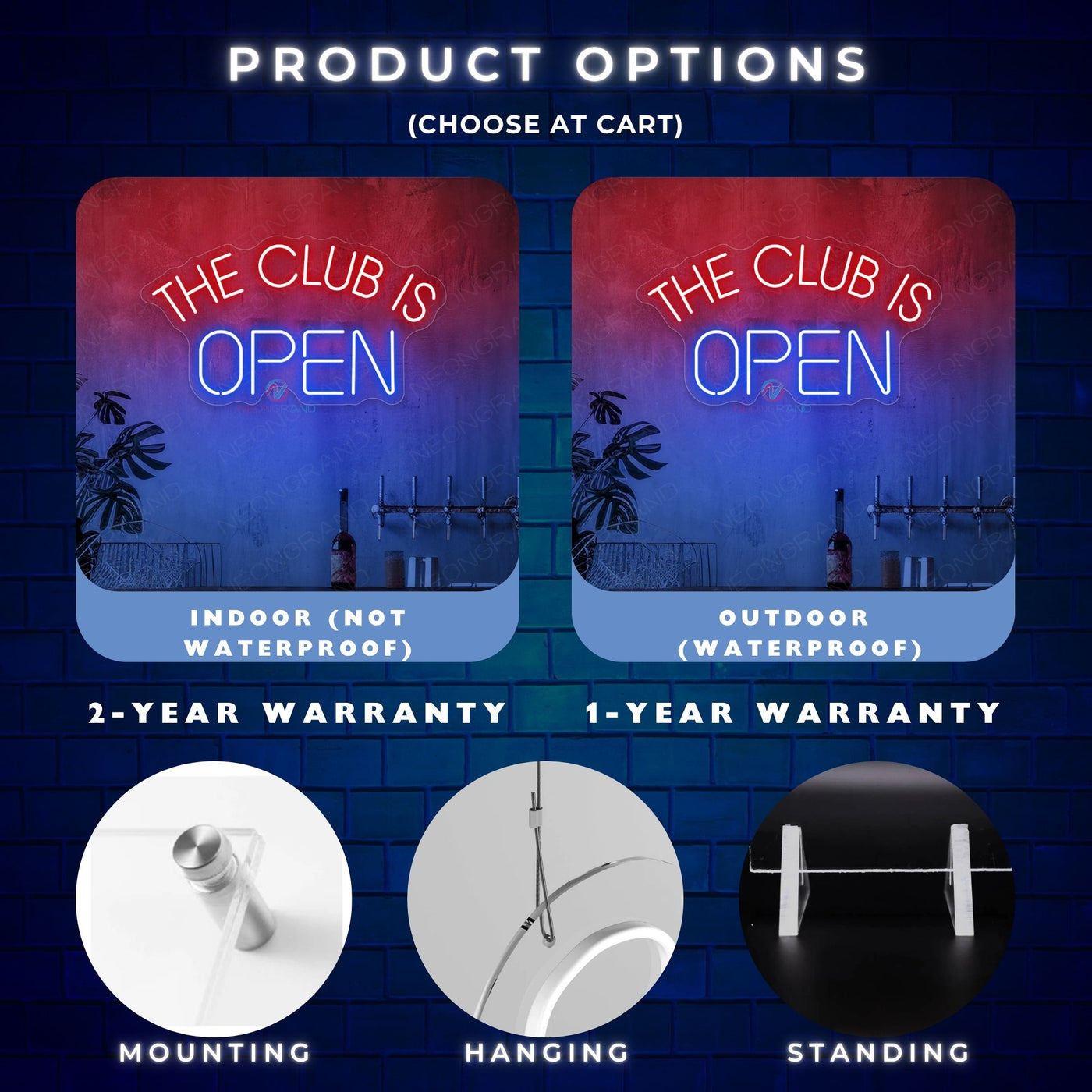The Club Is Open Neon Sign Bar Storefront LED Light