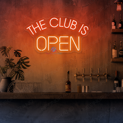 The Club Is Open Neon Sign Bar Storefront LED Light