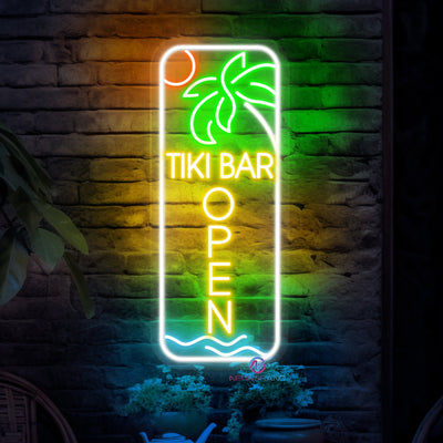 Tiki Bar Open Vertical Neon Sign Party Led Light