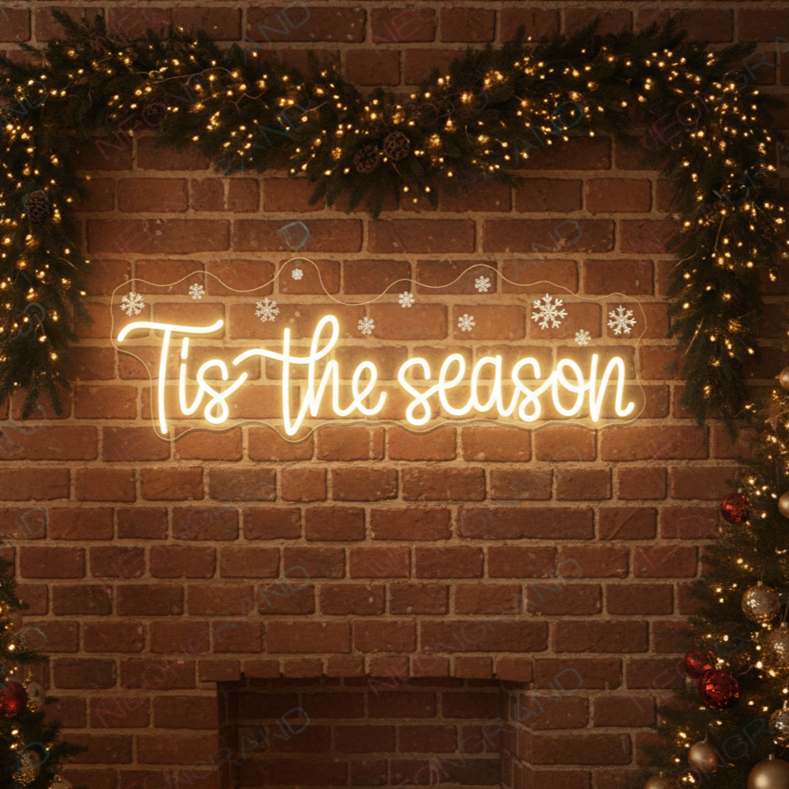 Tis The Season Neon Sign Snowflake LED Light For Christmas
