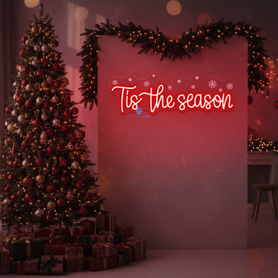 Tis The Season Neon Sign Snowflake LED Light For Christmas