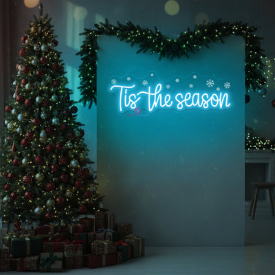 Tis The Season Neon Sign Snowflake LED Light For Christmas