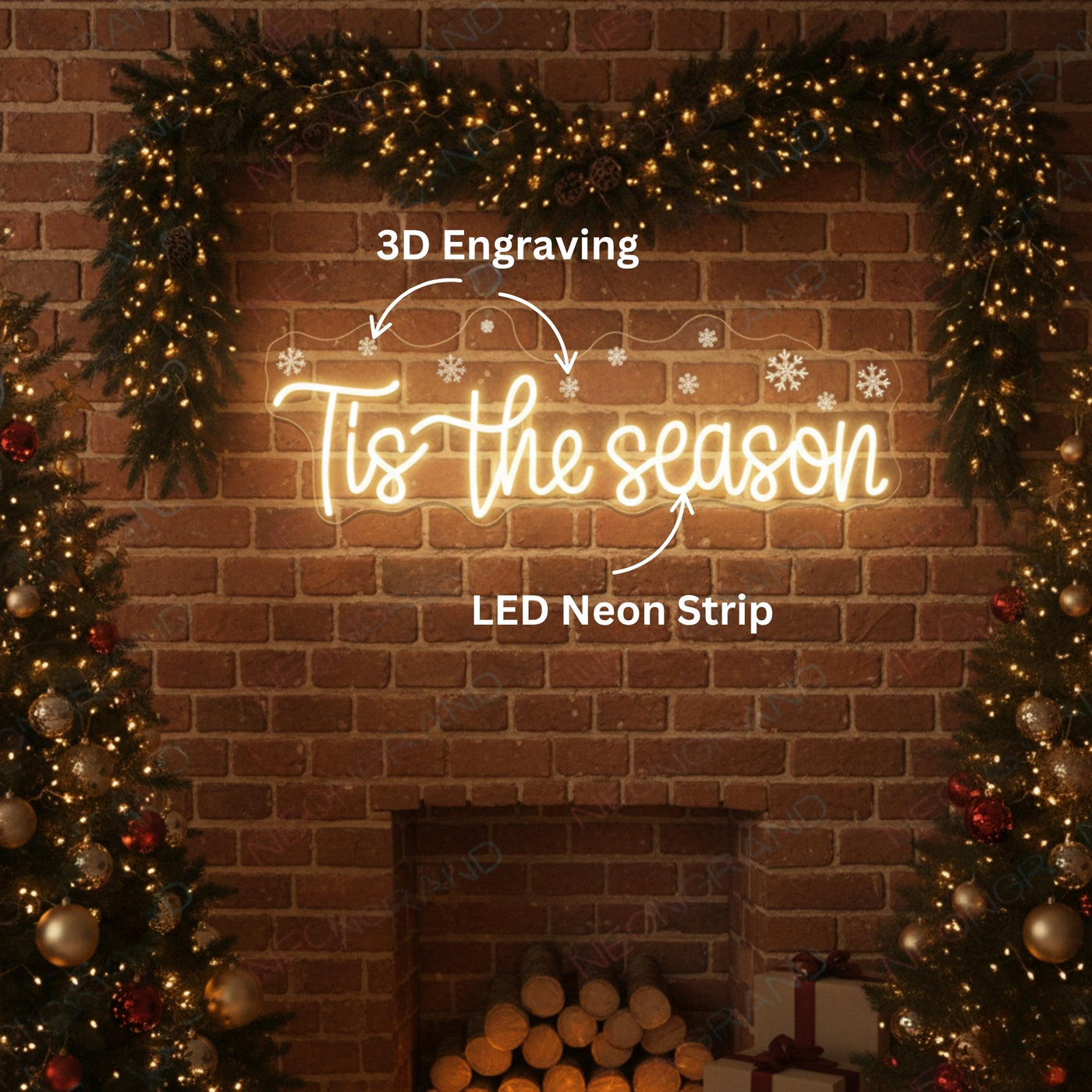 Tis The Season Neon Sign Snowflake LED Light For Christmas