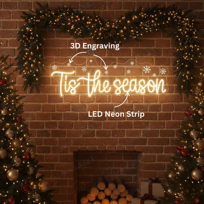 Tis The Season Neon Sign Snowflake LED Light For Christmas