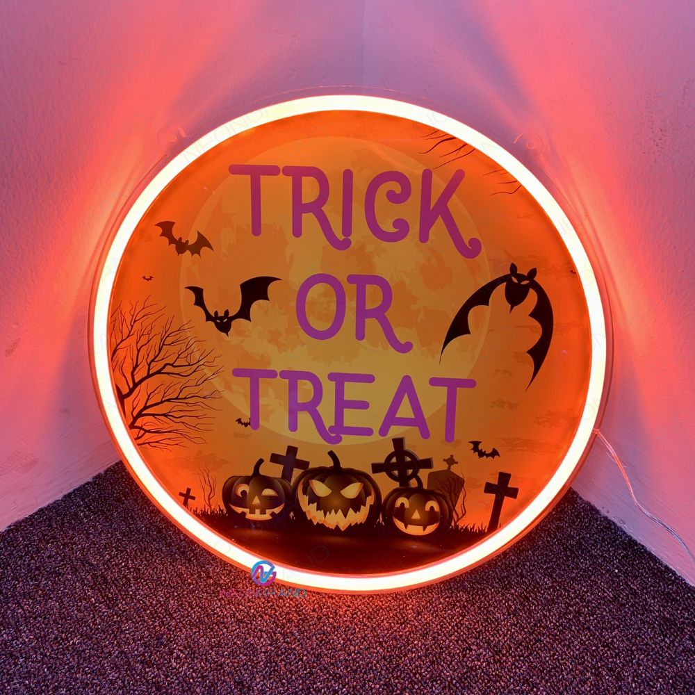 Trick or Teat Neon Sign for Halloween