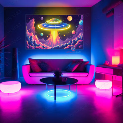 UFO Artwork Neon Sign UV-Printing Alien Led Light