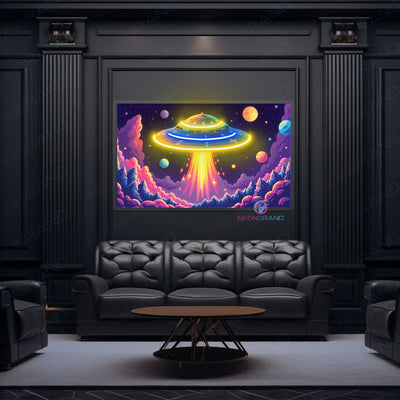 UFO Artwork Neon Sign UV-Printing Alien Led Light