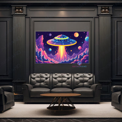 UFO Artwork Neon Sign UV-Printing Alien Led Light